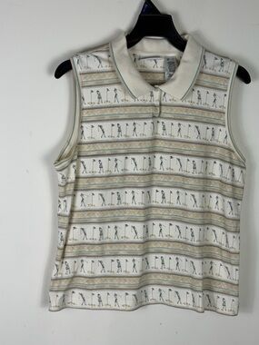 Stick Figures Sleeveless Polo Golf Shirt-Lizgolf by Liz Claiborne Size L